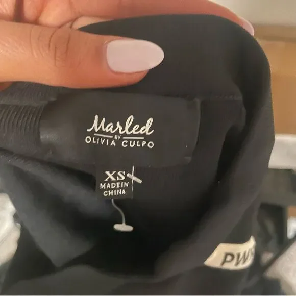 Marled x Olivia Culpo Printed Tape Tube Top in Black- Size XS - Picture 8 of 8